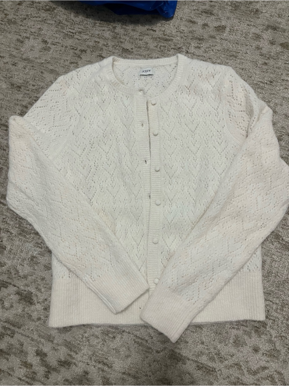 J. Crew Cream Button-Front Textured Knit Cardigan